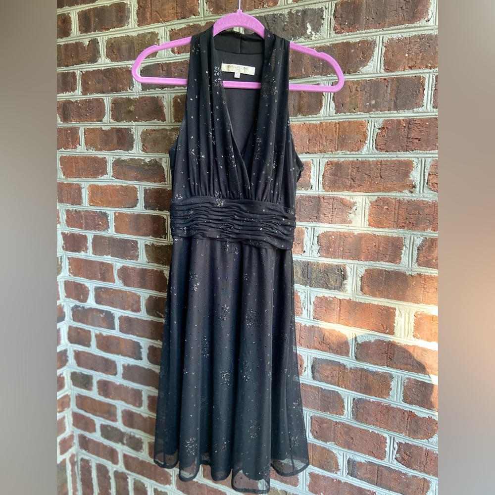 Evan Picone Semi-Formal Black Halter-Top Dress, Size 6P